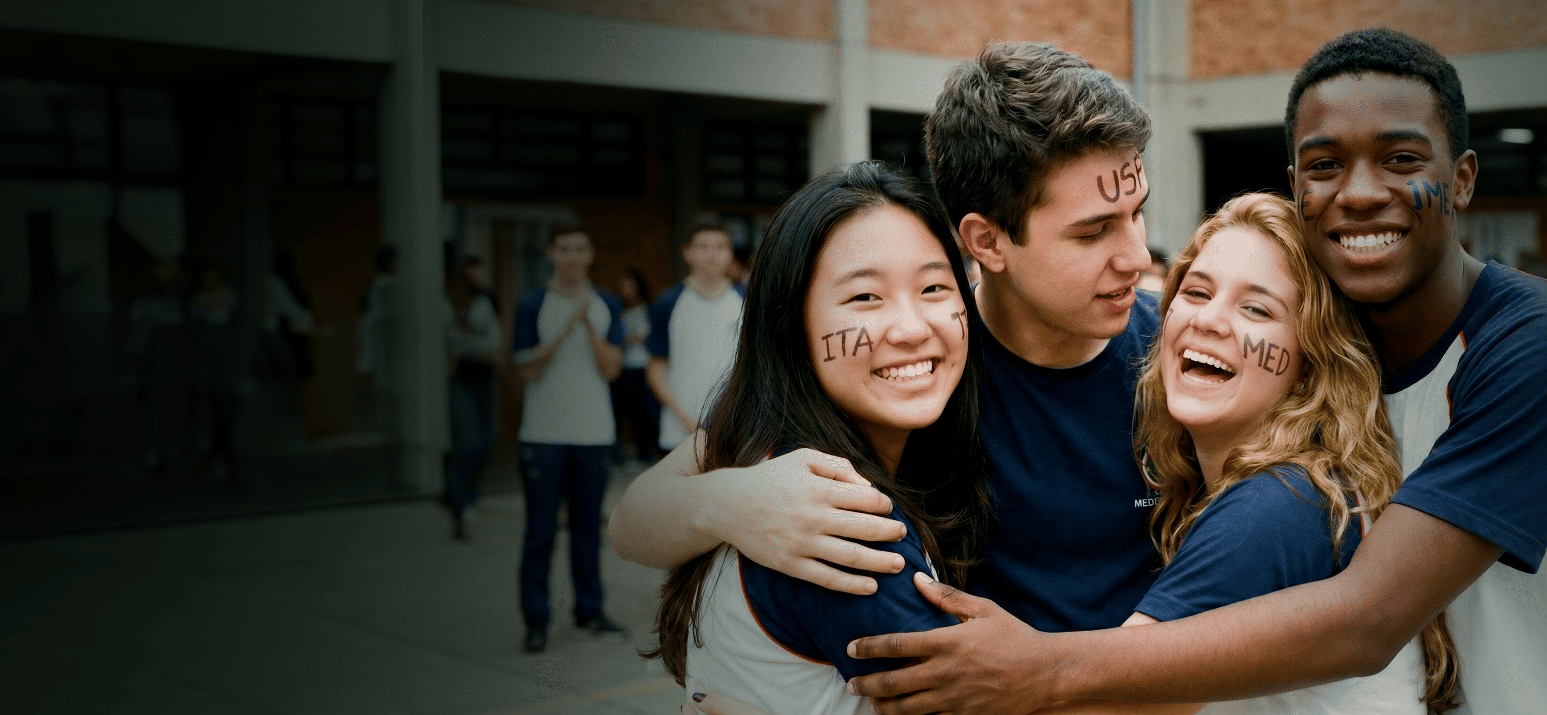Alunos em ambiente escolar no banner principal do Sistema Farias Brito