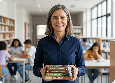 Educadora em sala de aula representando os benefícios do Ecossistema Digital para escolas